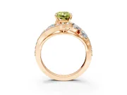 Halo Engagement Ring Setting for Fancy Yellow Radiant Cut Center with Marquise and Pave Bypass Band and Prong Head in Rose Gold