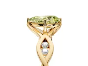 Solitaire Engagement Ring Setting for Fancy Yellow Pear-Shaped Center with Accented Twist Band and Leaf Prong Head in Yellow Gold
