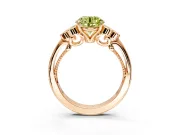 Cluster Engagement Ring Setting for Fancy Yellow Round Cut Center with Bezel Accent Clusters and Prong Head in Rose Gold