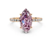 Solitaire Engagement Ring Setting for Fancy Pink Marquise Center with Fine Pave Narrow Band and Prong Head in Rose Gold