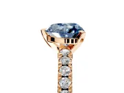Solitaire Engagement Ring Setting for Fancy Blue Heart-Shaped Center with Single Row Accent Band and Prong Head in Rose Gold