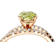 Solitaire Engagement Ring Setting for Fancy Yellow Cushion Cut Center with Woven 3-Strand Pave Band and Prong Head in Rose Gold