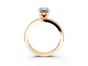 Milgrain Pave Engagement Ring Setting for Emerald Cut Center with Accent Band and Prong Head in Rose Gold