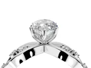 Solitaire Engagement Ring Setting for Marquise Center with Criss-Cross Accent Band and Prong Head in Sterling Silver