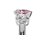 Cluster Engagement Ring Setting for Fancy Pink Pear-Shaped Center with Round Cut Accent Frame and Prong Head in White Gold