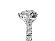 Solitaire Engagement Ring Setting for Heart-Shaped Center with Large Accent Band and Prong Head in Sterling Silver
