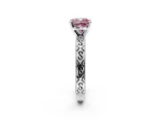 Solitaire Engagement Ring Setting for Fancy Pink Cushion Cut Center with Scrollwork Band and Prong Head in Sterling Silver