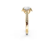 Floral Engagement Ring Setting for Radiant Cut Center with Four Accent Clusters and Prong Head in Yellow Gold
