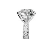 Solitaire Engagement Ring Setting for Heart-Shaped Center with Engraved Milgrain Band and Prong Head in Sterling Silver
