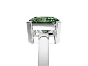 Solitaire Engagement Ring Setting for Fancy Green Radiant Cut Center with Plain Band and Flat Tab Prong Head in White Gold