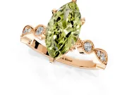 Solitaire Engagement Ring Setting for Fancy Yellow Marquise Center with Milgrain Bezel Accents and Prong Head in Rose Gold