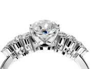 Cluster Engagement Ring Setting for Pear-Shaped Center with 2-Row Shoulder Clusters and Prong Head in White Gold