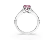 Solitaire Engagement Ring Setting for Fancy Pink Cushion Cut Center with Pave Split Shank and Prong Head in Sterling Silver