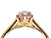 Solitaire Engagement Ring Setting for Fancy Pink Pear-Shaped Center with Cathedral Band and Prong Head in Yellow Gold