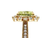 Milgrain Halo Engagement Ring Setting for Fancy Yellow Radiant Cut Center with Bezel Point Accents and Prong Head in Yellow Gold