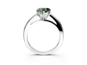 Solitaire Engagement Ring Setting for Fancy Green Heart-Shaped Center with Flat-Sided Plain Band and Prong Head in Sterling Silver