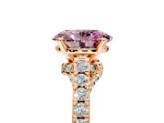 Solitaire Engagement Ring Setting for Fancy Pink Oval Center with Crossover Accents and Prong Head in Rose Gold