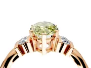 Solitaire Engagement Ring Setting for Fancy Yellow Marquise Center with Grooved Bar Accent Band and Prong Head in Rose Gold