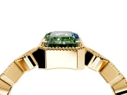 Milgrain Bezel Engagement Ring Setting for Fancy Green Emerald Cut Center with Marquise Stations and Bezel Head in Yellow Gold