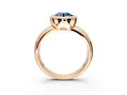 Solitaire Engagement Ring Setting for Fancy Blue Round Cut Center with Wide Band and Bezel Head in Rose Gold