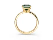 Solitaire Engagement Ring Setting for Fancy Green Asscher Cut Center with Large Accents and Prong Head in Yellow Gold
