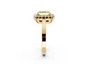 Starburst Halo Engagement Ring Setting for Fancy Yellow Asscher Cut Center with Flat Cathedral Band and Prong Head in Yellow Gold
