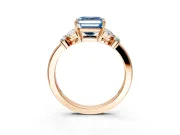 Solitaire Engagement Ring Setting for Fancy Blue Asscher Cut Center with Marquise Flower Shoulders and Prong Head in Rose Gold