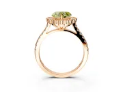 Milgrain Floral Halo Engagement Ring Setting for Fancy Yellow Heart-Shaped Center with Pave Band and Prong Head in Rose Gold