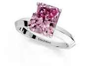 Solitaire Engagement Ring Setting for Fancy Pink Radiant Cut Center with Wide Knife Ridge Band and Prong Head in Platinum