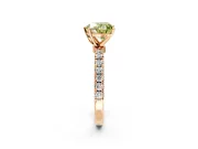 Open Basket Engagement Ring Setting for Fancy Yellow Heart-Shaped Center with Pave Band and Prong Head in Rose Gold