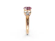 Cluster Engagement Ring Setting for Fancy Pink Round Cut Center with Round Cut Accent Frame and Prong Head in Rose Gold