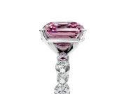 Solitaire Engagement Ring Setting for Fancy Pink Asscher Cut Center with Alternating Size Accents and Prong Head in Sterling Silver