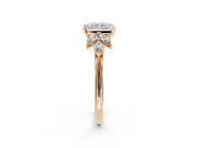 Floral Cluster Engagement Ring Setting for Radiant Cut Center with Marquise Accents and Prong Head in Rose Gold