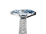 Solitaire Engagement Ring Setting for Fancy Blue Marquise Center with Domed Multi-Row Pave Band and Prong Head in Sterling Silver