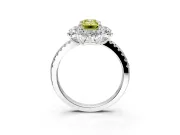 Floral Halo Engagement Ring Setting for Fancy Yellow Emerald Cut Center with Pave Accents and Prong Head in Sterling Silver