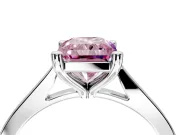 Solitaire Engagement Ring Setting for Fancy Pink Radiant Cut Center with Tapered Shoulders and Prong Head in White Gold