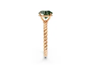 Solitaire Engagement Ring Setting for Fancy Green Round Cut Center with Plain Twisted Rope Band and Prong Head in Rose Gold