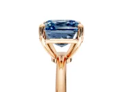 Minimalist Solitaire Engagement Ring Setting for Fancy Blue Asscher Cut Center with Thin Band and Prong Head in Rose Gold