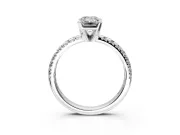 Solitaire Engagement Ring Setting for Emerald Cut Center with Large Accents and Prong Head in Platinum