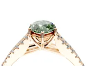Solitaire Engagement Ring Setting for Fancy Green Marquise Center with Pave Split Shank and Prong Head in Rose Gold