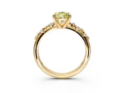 Solitaire Engagement Ring Setting for Fancy Yellow Pear-Shaped Center with Trailing Leaf Accent Band and Prong Head in Yellow Gold