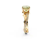 Solitaire Engagement Ring Setting for Fancy Yellow Princess Cut Center with Pave and Plain Crossover Band and Prong Head in Yellow Gold