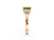 Solitaire Engagement Ring Setting for Fancy Yellow Emerald Cut Center with Marquise Flower Shoulders and Prong Head in Rose Gold