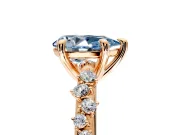 Solitaire Engagement Ring Setting for Fancy Blue Pear-Shaped Center with Trailing Leaf Accent Band and Prong Head in Rose Gold