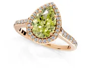 Halo Engagement Ring Setting for Fancy Yellow Pear-Shaped Center with Pave Accents, Heart Basket and Prong Head in Rose Gold
