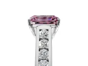 Solitaire Engagement Ring Setting for Fancy Pink Emerald Cut Center with Cathedral Channel Band and Prong Head in Platinum