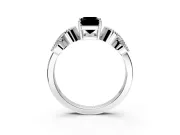 Leaf Engagement Ring Setting for Fancy Black Emerald Cut Center with Milgrain Accent Band and Prong Head in Platinum