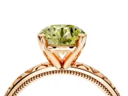 Solitaire Engagement Ring Setting for Fancy Yellow Round Cut Center with XO Engraved Band and Prong Head in Rose Gold