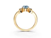 Solitaire Engagement Ring Setting for Fancy Blue Oval Center with Twisted Band and Scroll Prong Head in Yellow Gold