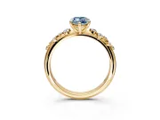 Cluster Engagement Ring Setting for Fancy Blue Marquise Center with Round Cut Accent Band and Prong Head in Yellow Gold